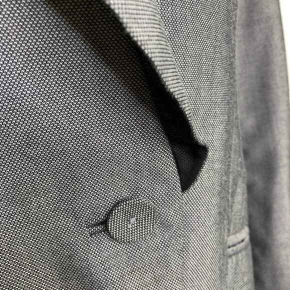 WHBM gray black ruffle collar button front blazer size Small - Picture 7 of 15